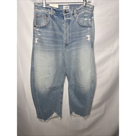 Citizens of Humanity Horseshoe Jeans 31 SAVAHN Light Blue NWT Barrel Frayed New - Picture 2 of 14